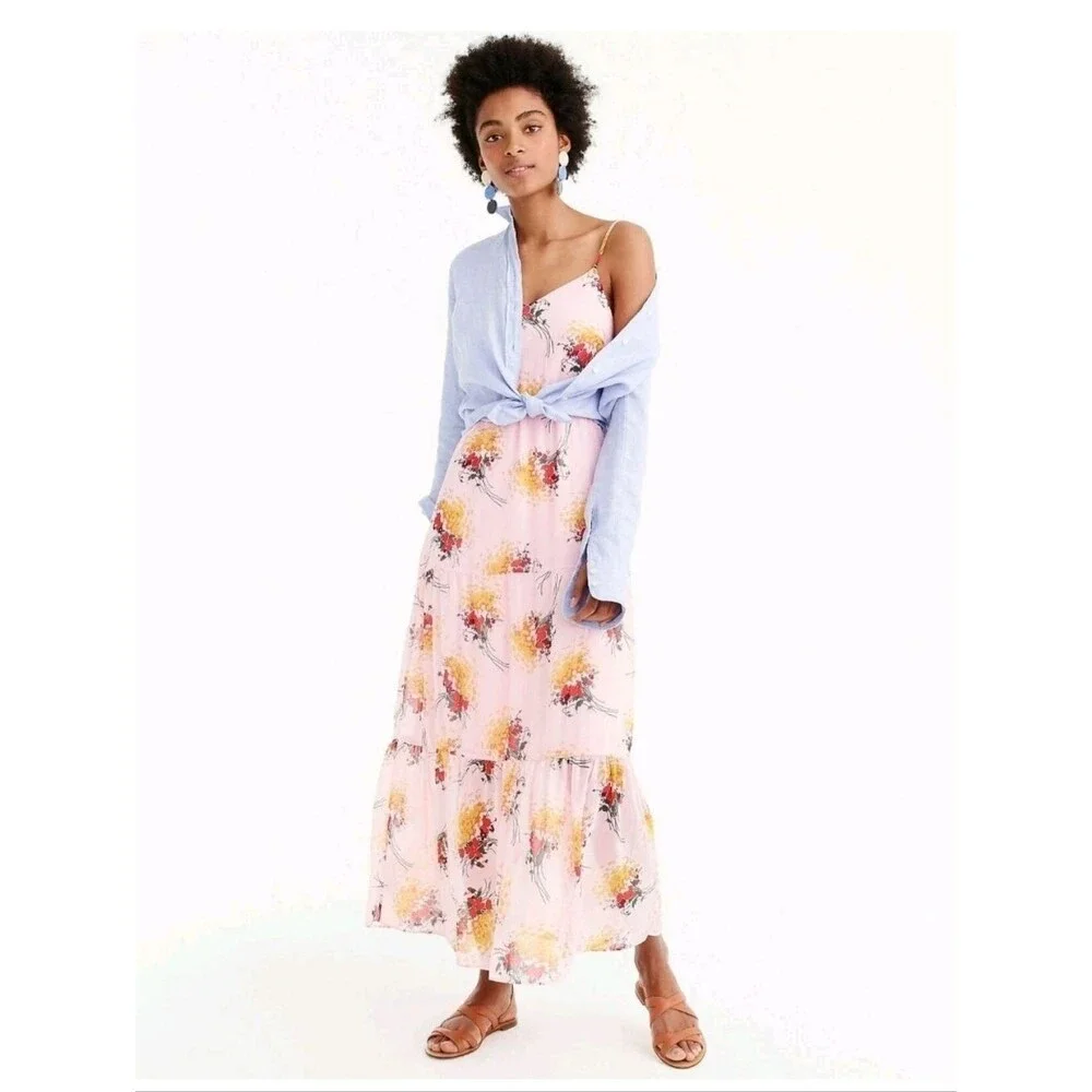 J. Crew Mercantile Tiered Sunburst Floral Boho Maxi Dress